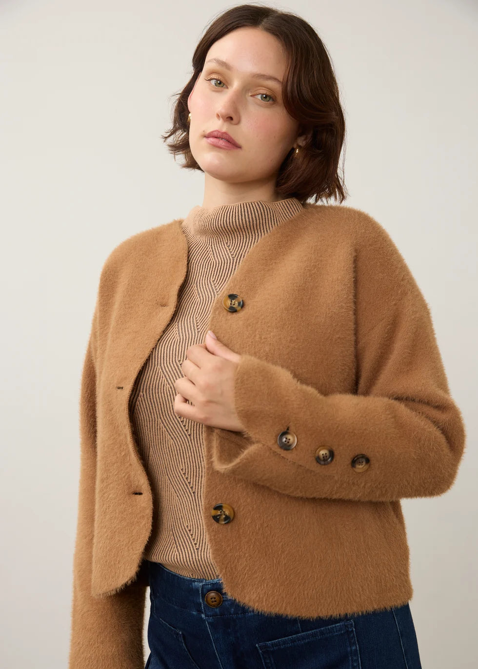 FDJ Collarless Knit Jacket