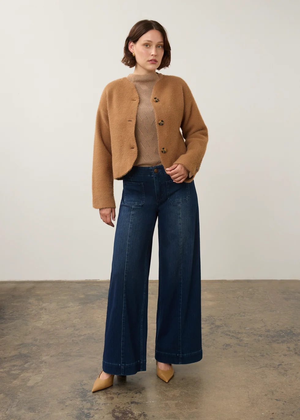 FDJ Collarless Knit Jacket
