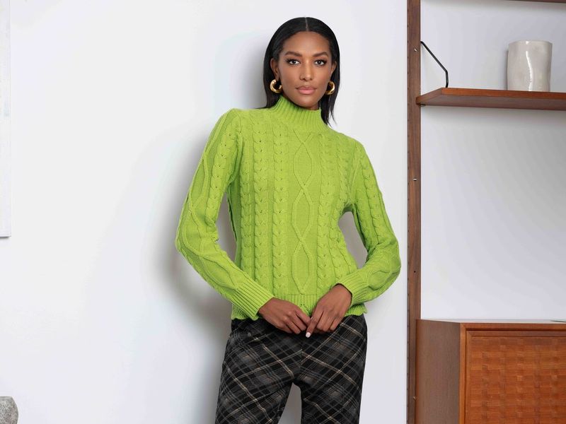 ALISON SHERI Cable Front Sweater