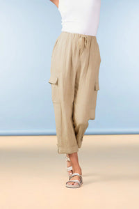 ALISON SHERI Linen Blend Cargo Pants