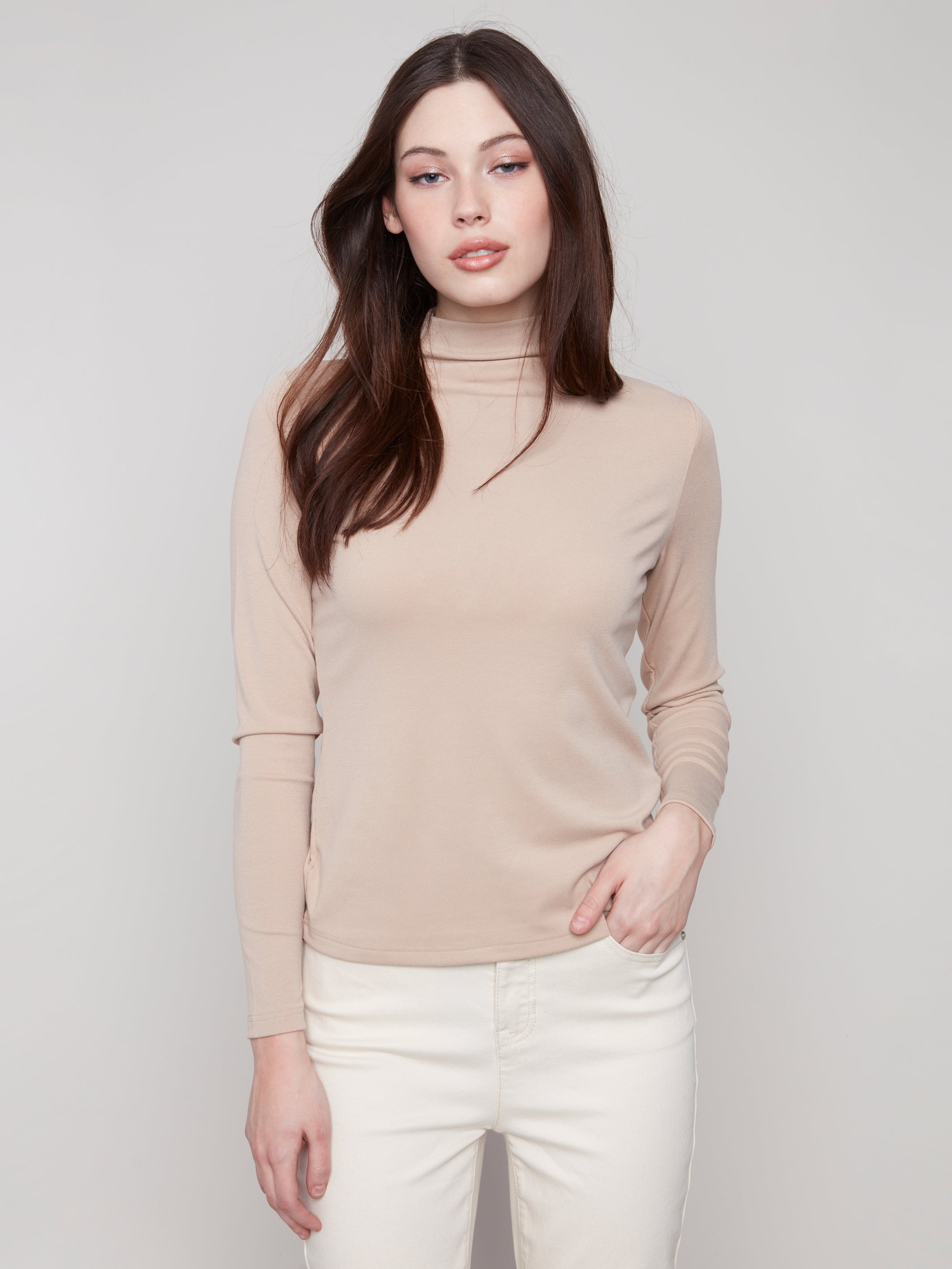 CHARLIE B Mock Neck L/S Top