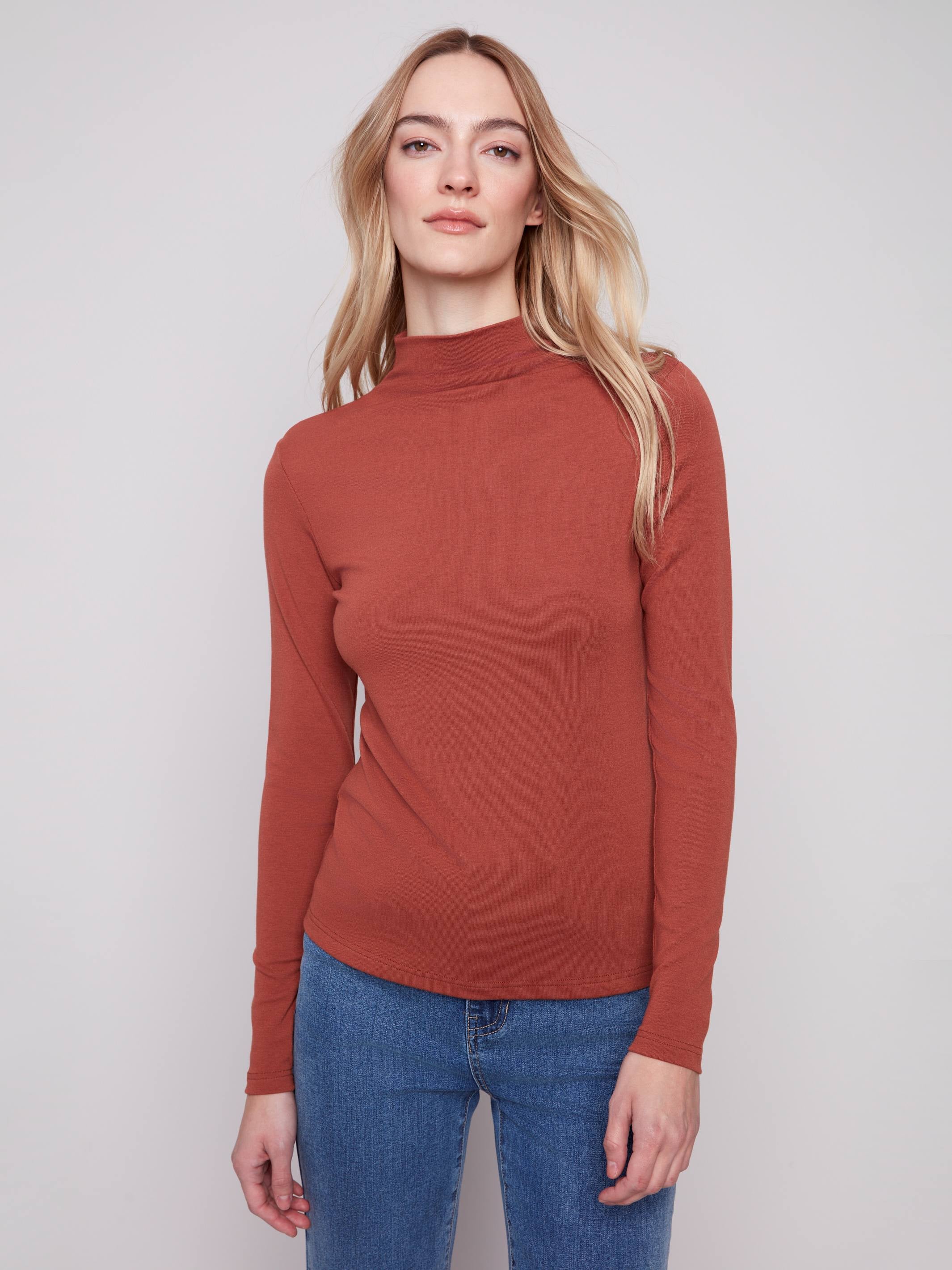 CHARLIE B Mock Neck L/S Top