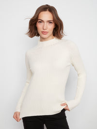 CHARLIE B Ribbed Mock Neck Sweater