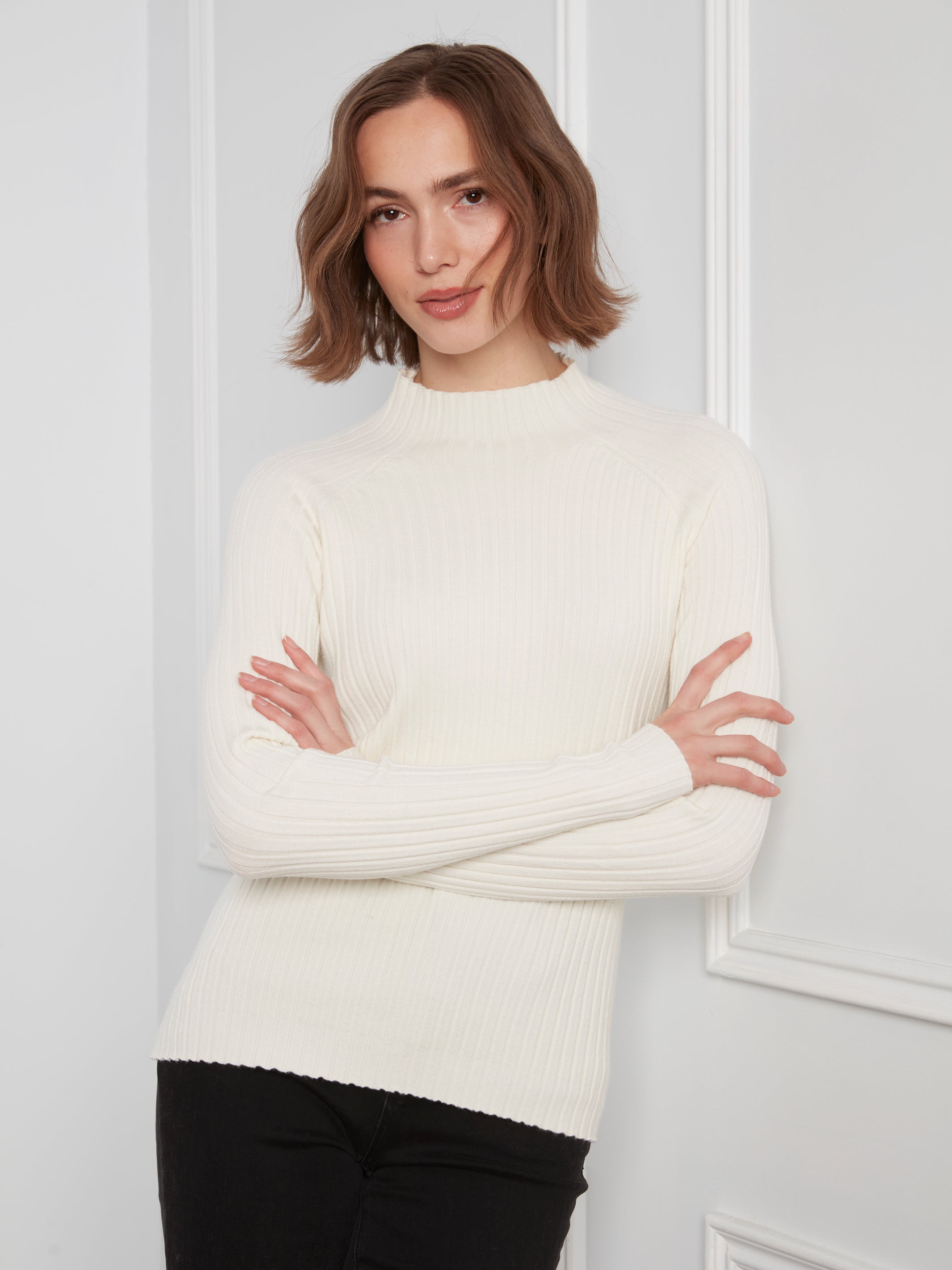 CHARLIE B Ribbed Mock Neck Sweater