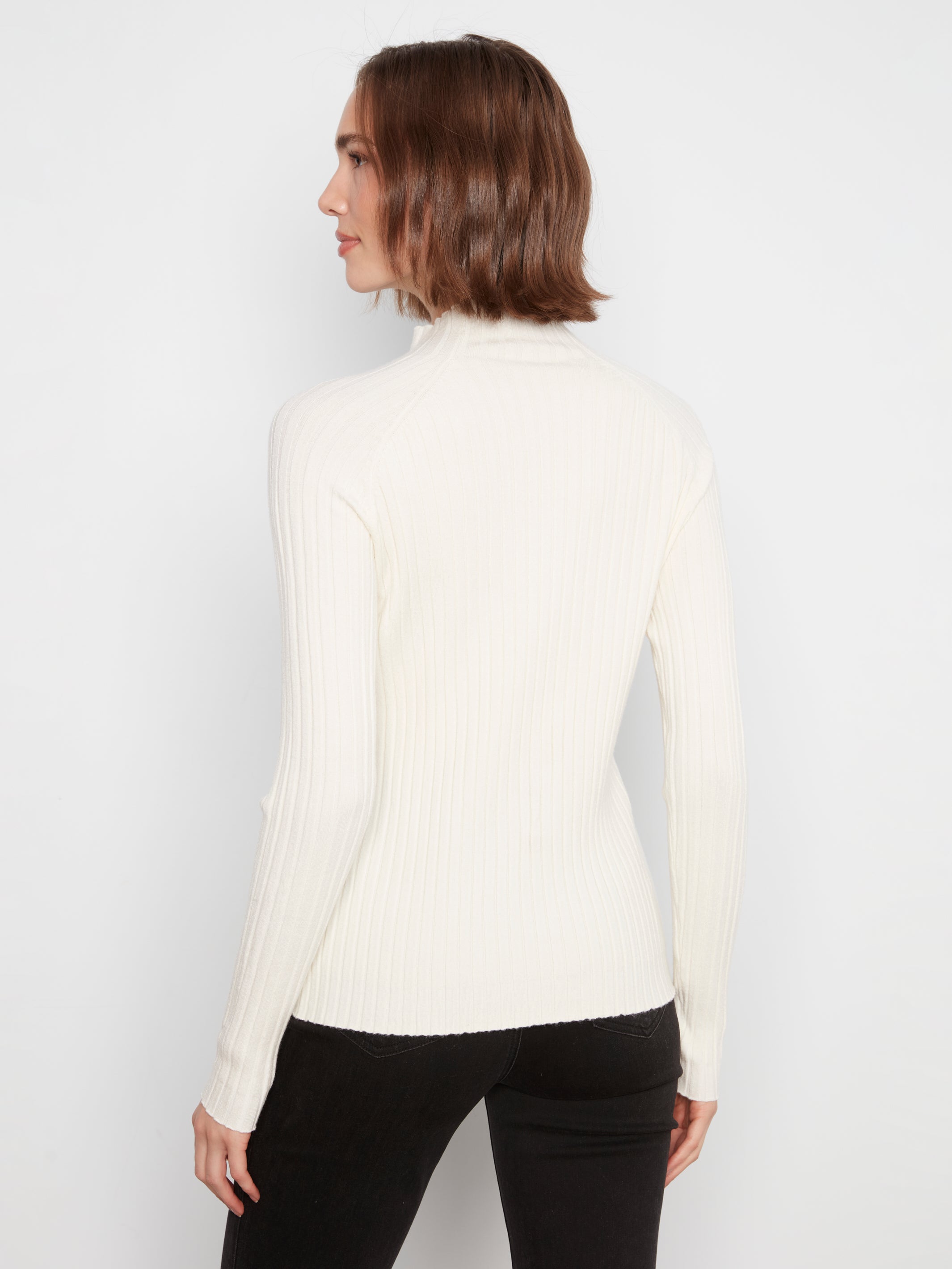 CHARLIE B Ribbed Mock Neck Sweater