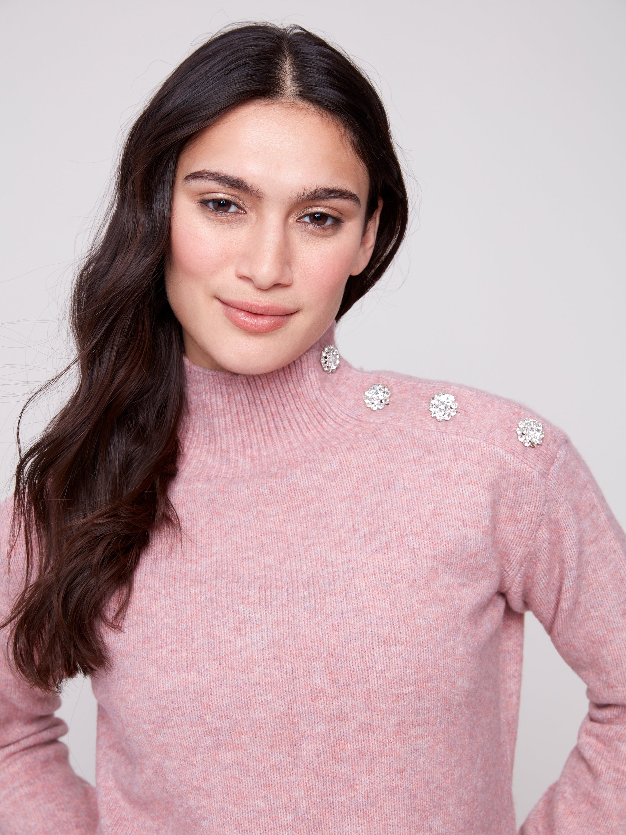 CHARLI B Mock Neck Sweater