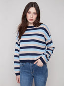 CHARLIE B Striped Crew Neck Sweater