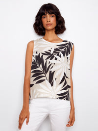 CHARLIE B Sleeveless Linen Top
