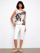 CHARLIE B Sleeveless Linen Top