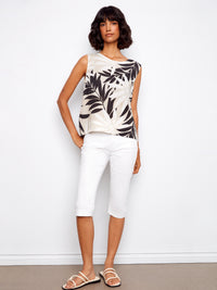CHARLIE B Sleeveless Linen Top