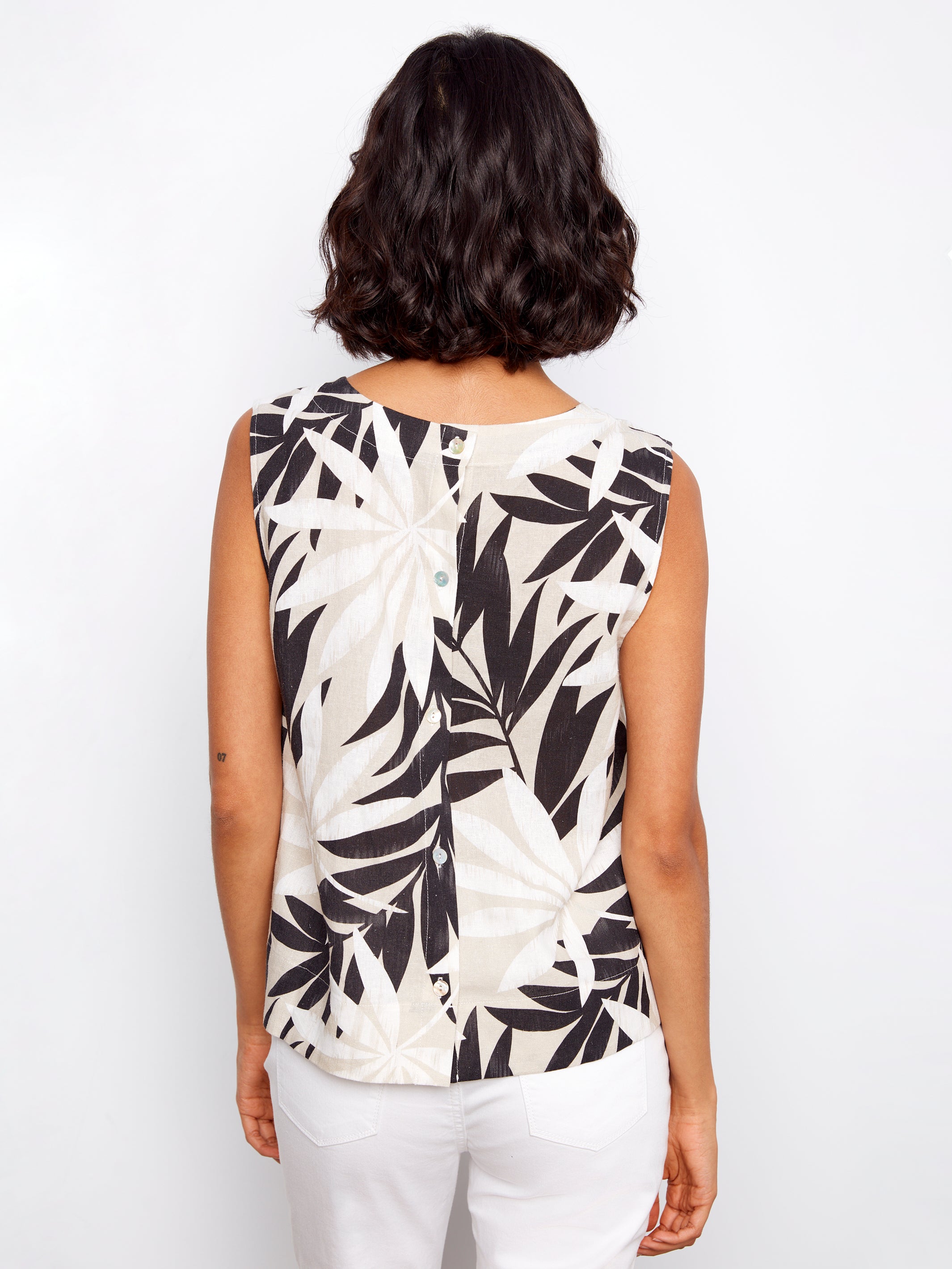 CHARLIE B Sleeveless Linen Top