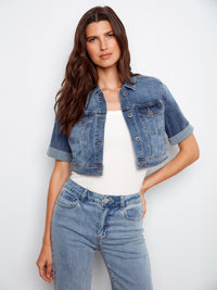 CHARLIE B Cropped Denim Jacket