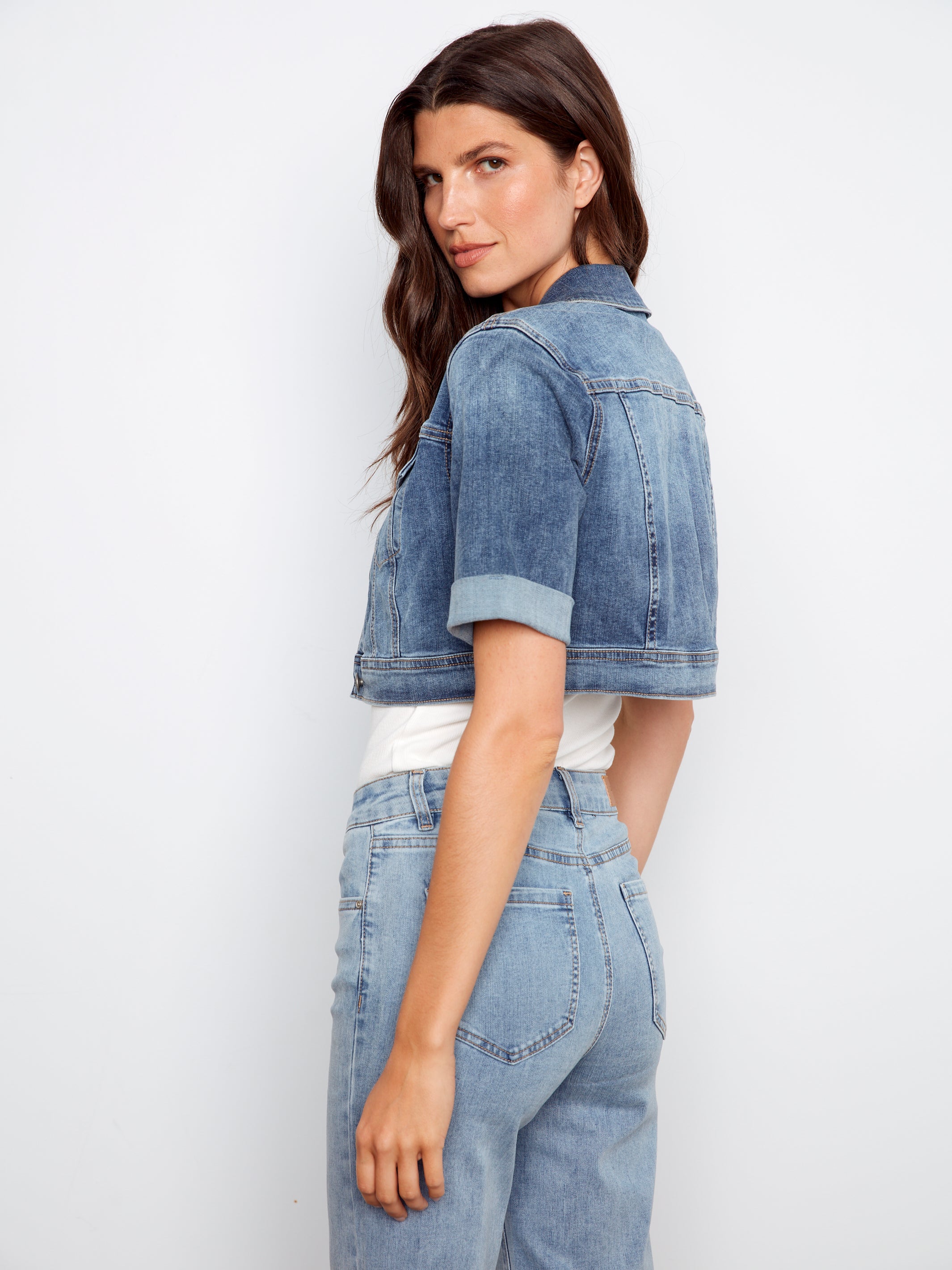 CHARLIE B Cropped Denim Jacket