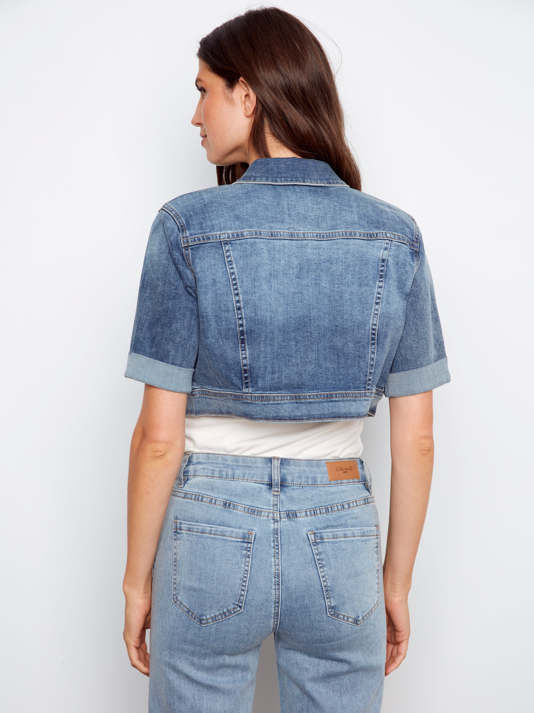 CHARLIE B Cropped Denim Jacket