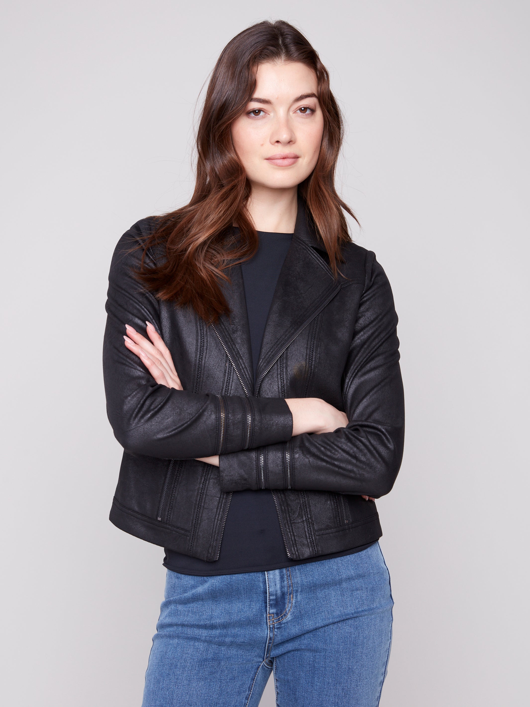 CHARLIE B Faux Leather Jacket