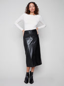 CHARLIE B Faux Leather Midi Skirt