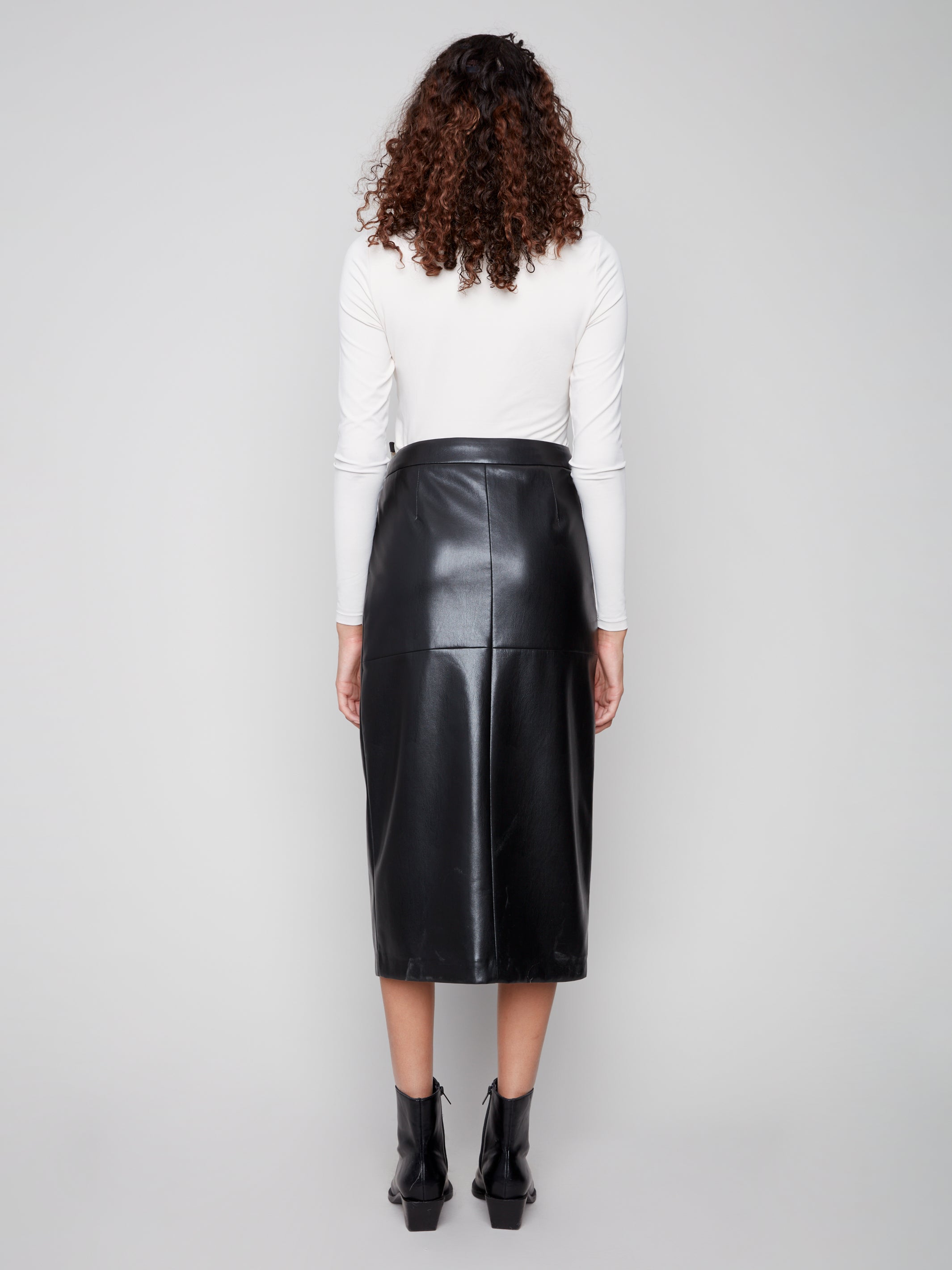 CHARLIE B Faux Leather Midi Skirt