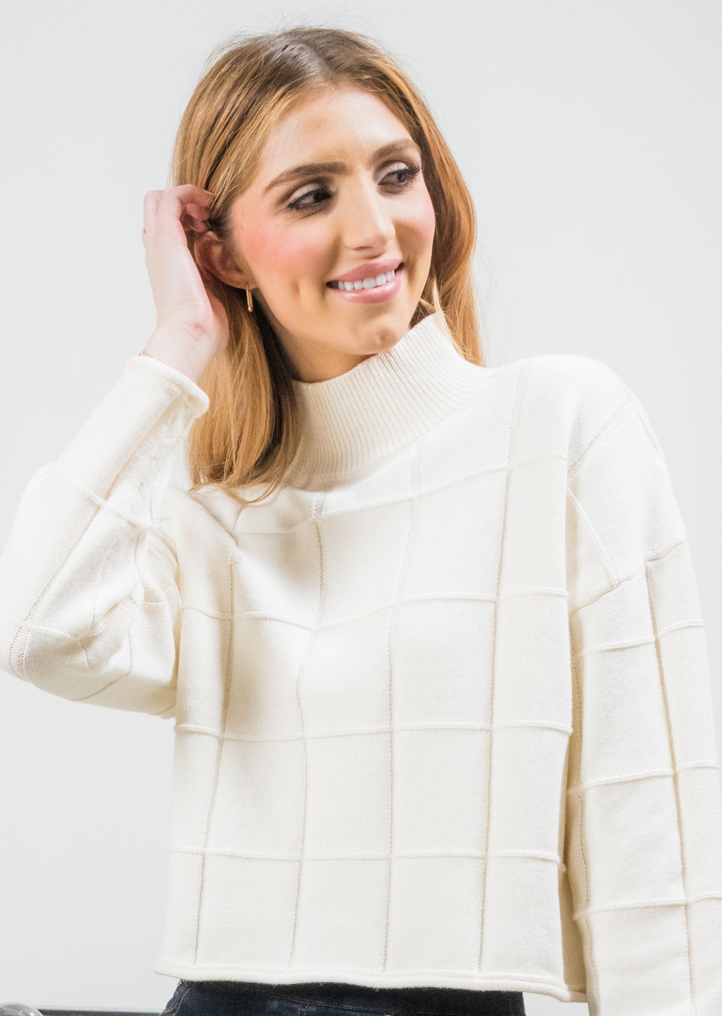 LISETTE L Window Pane Sweater
