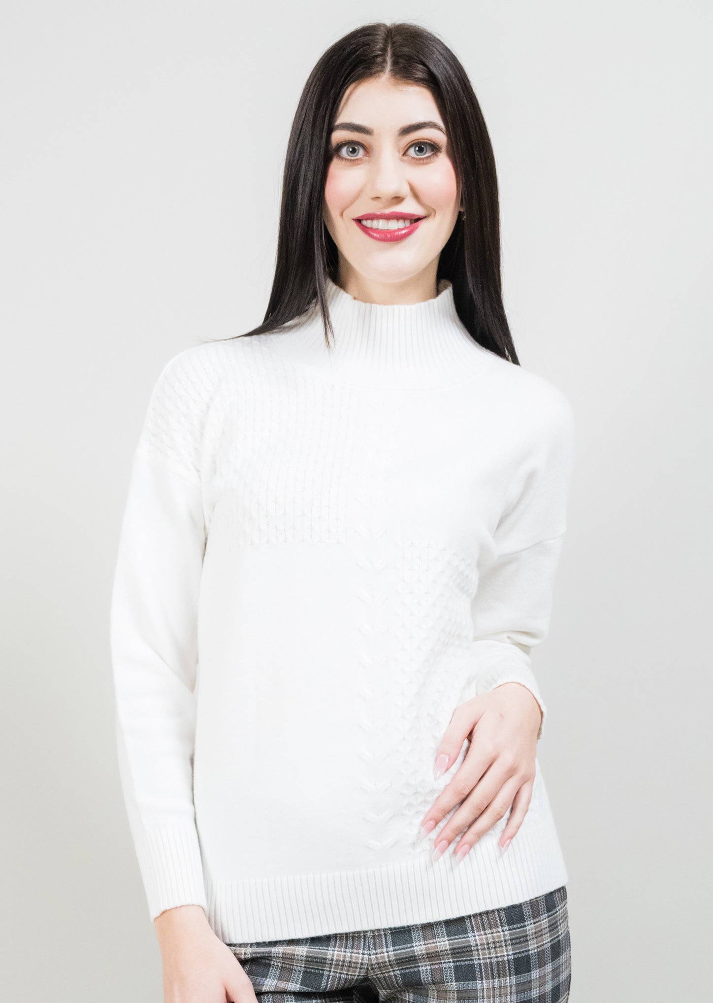 LISETTE L Novelty Stich Mock Neck Sweater