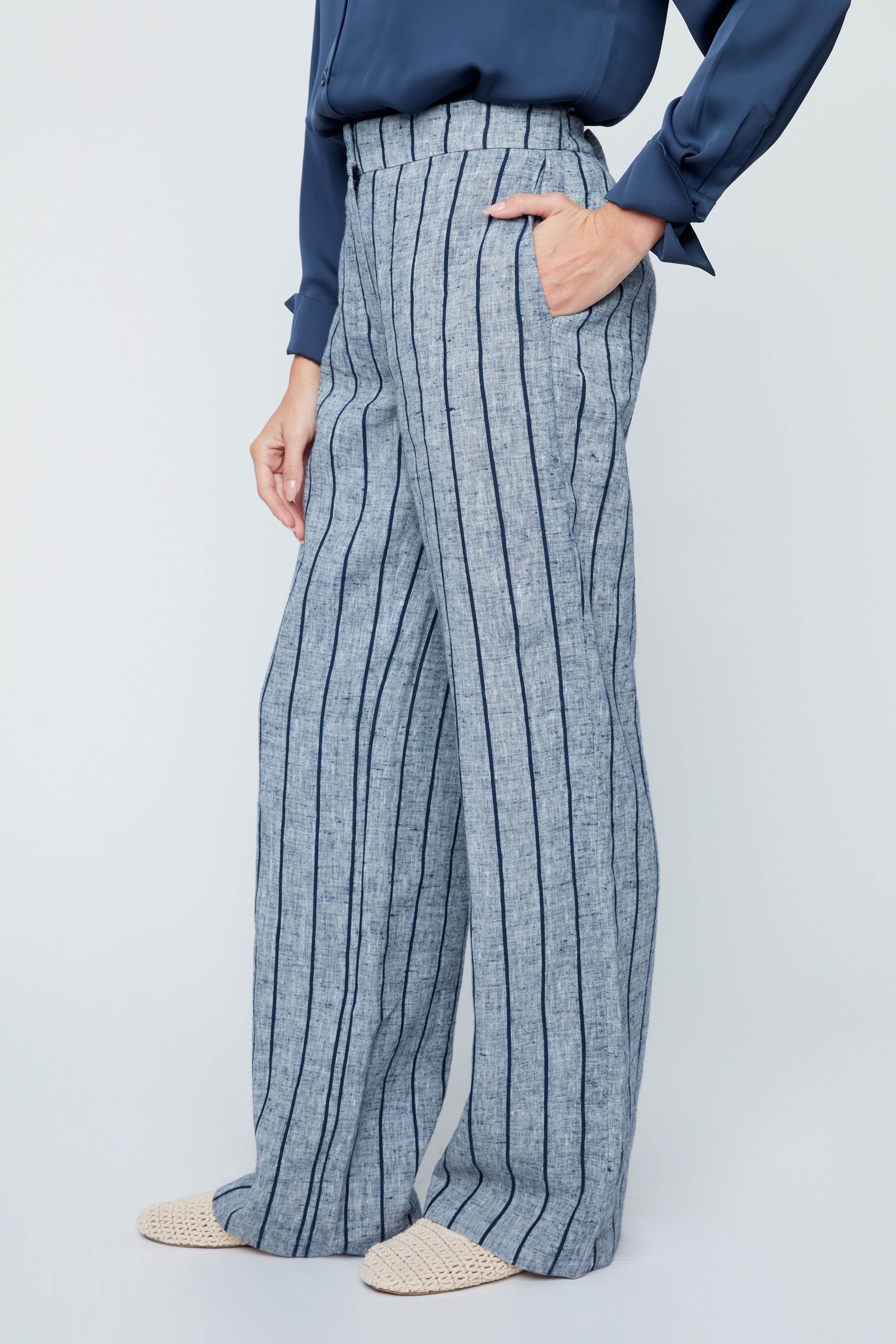 RENUAR Linen Striped Pants
