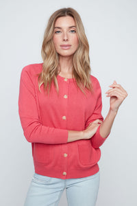 RENUAR Cotton Button-Front Cardigan