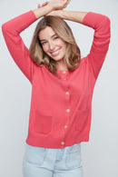 RENUAR Cotton Button-Front Cardigan
