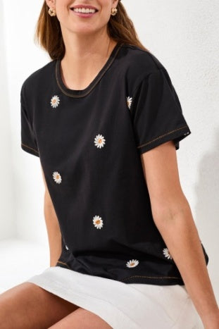 TRIBAL Short Sleeve Top w/ Embroidery