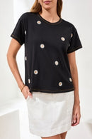 TRIBAL Short Sleeve Top w/ Embroidery