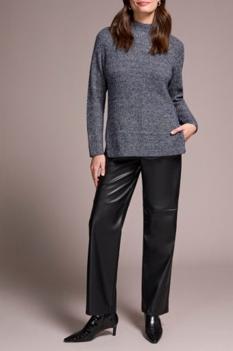 TRIBALMock Neck Heathered Knit Sweater