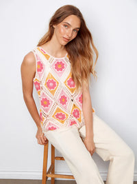 CHARLIE B Floral Sleeveless Crochet Top