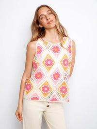CHARLIE B Floral Sleeveless Crochet Top
