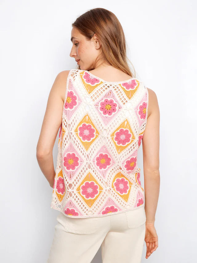 CHARLIE B Floral Sleeveless Crochet Top