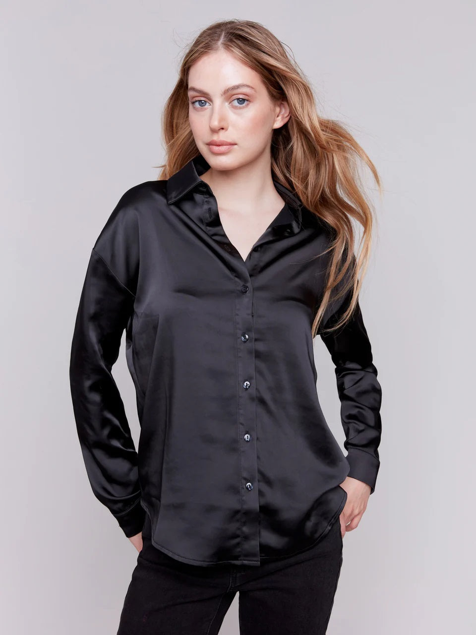 CHARLIE B Flowy Satin Blouse