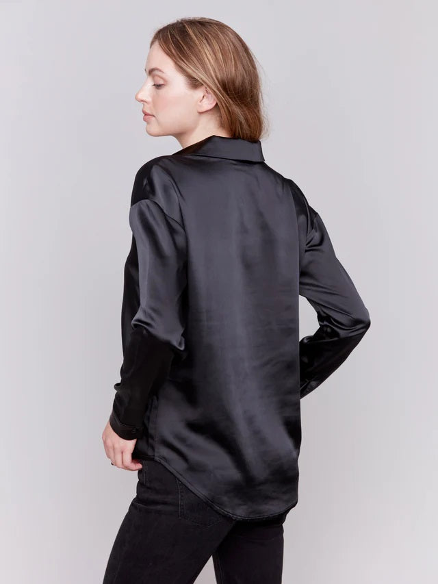 CHARLIE B Flowy Satin Blouse