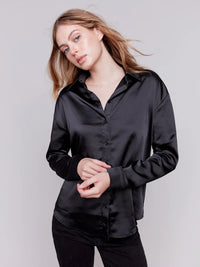 CHARLIE B Flowy Satin Blouse