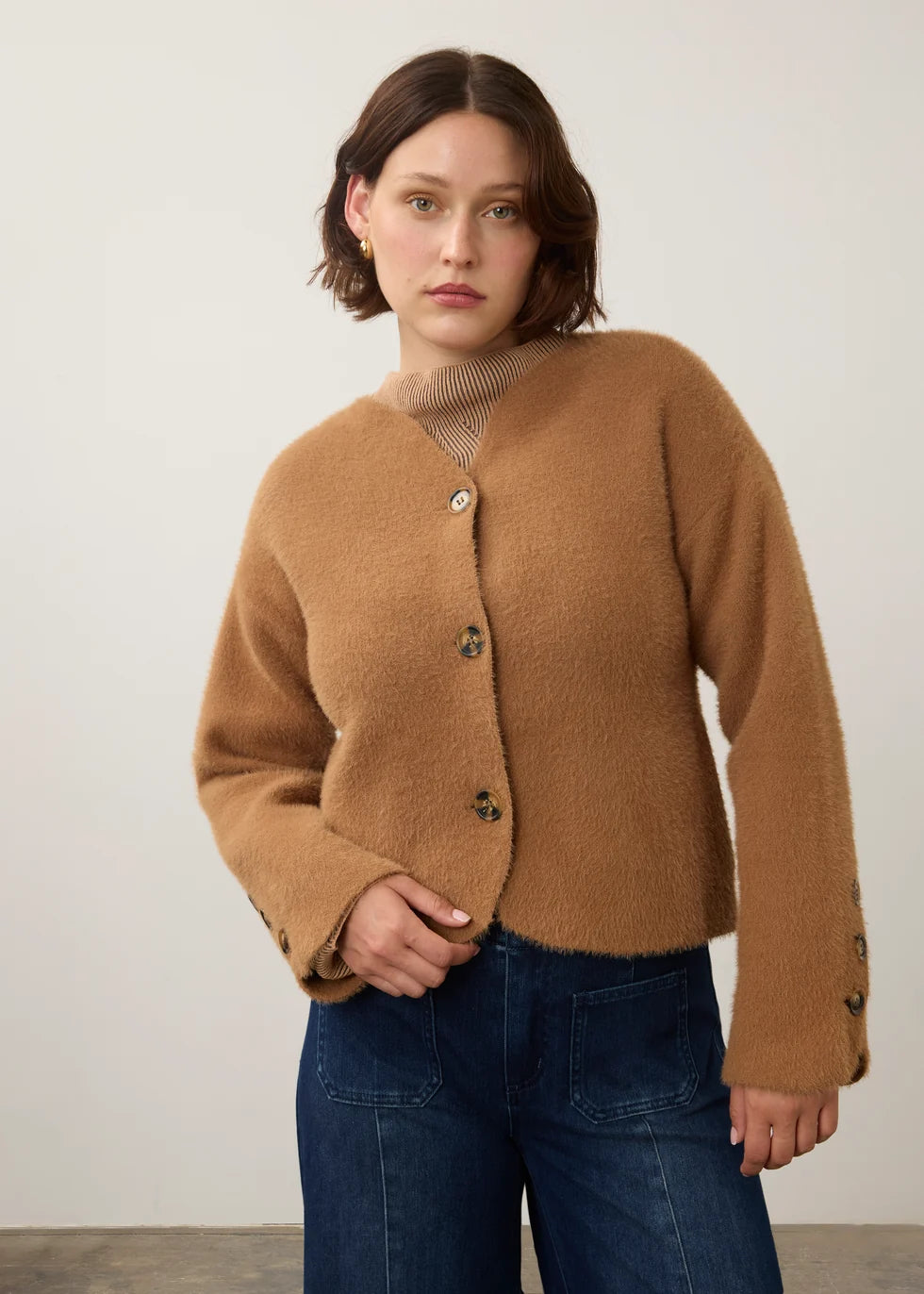 FDJ Collarless Knit Jacket