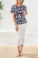TRIBAL Short Sleeve Crew Neck Top