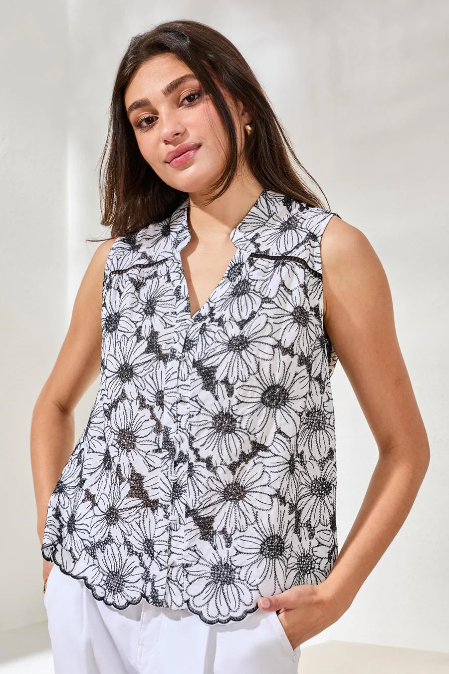 TRIBAL Embroidered Button-up Top