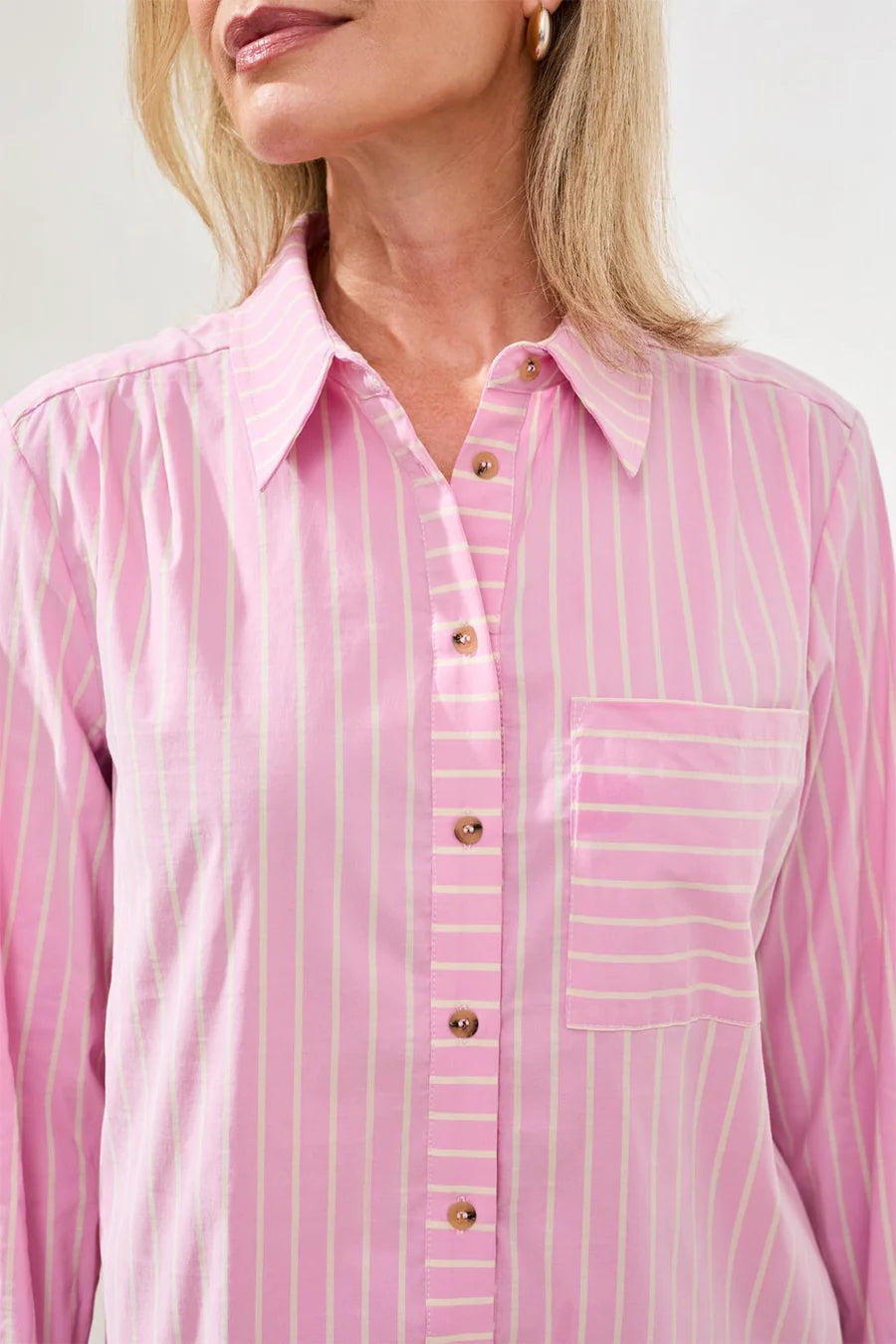 TRIBAL Long-Sleeve Striped Blouse