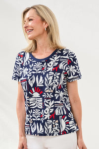 TRIBAL Short Sleeve Crew Neck Top