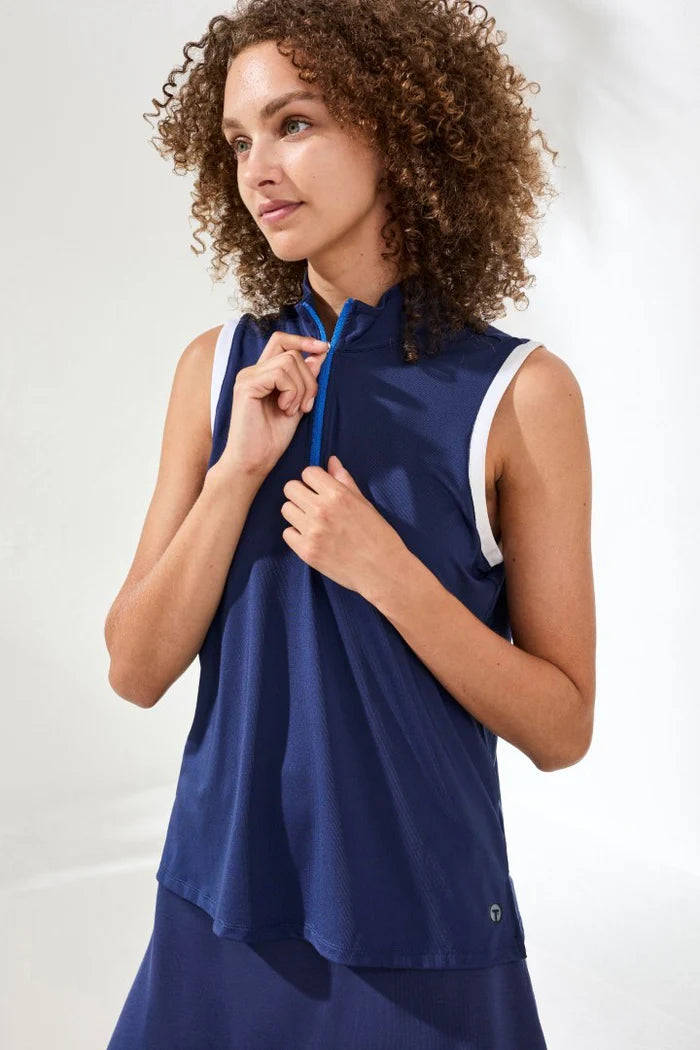TRIBAL Sleeveless Zip Mock Neck