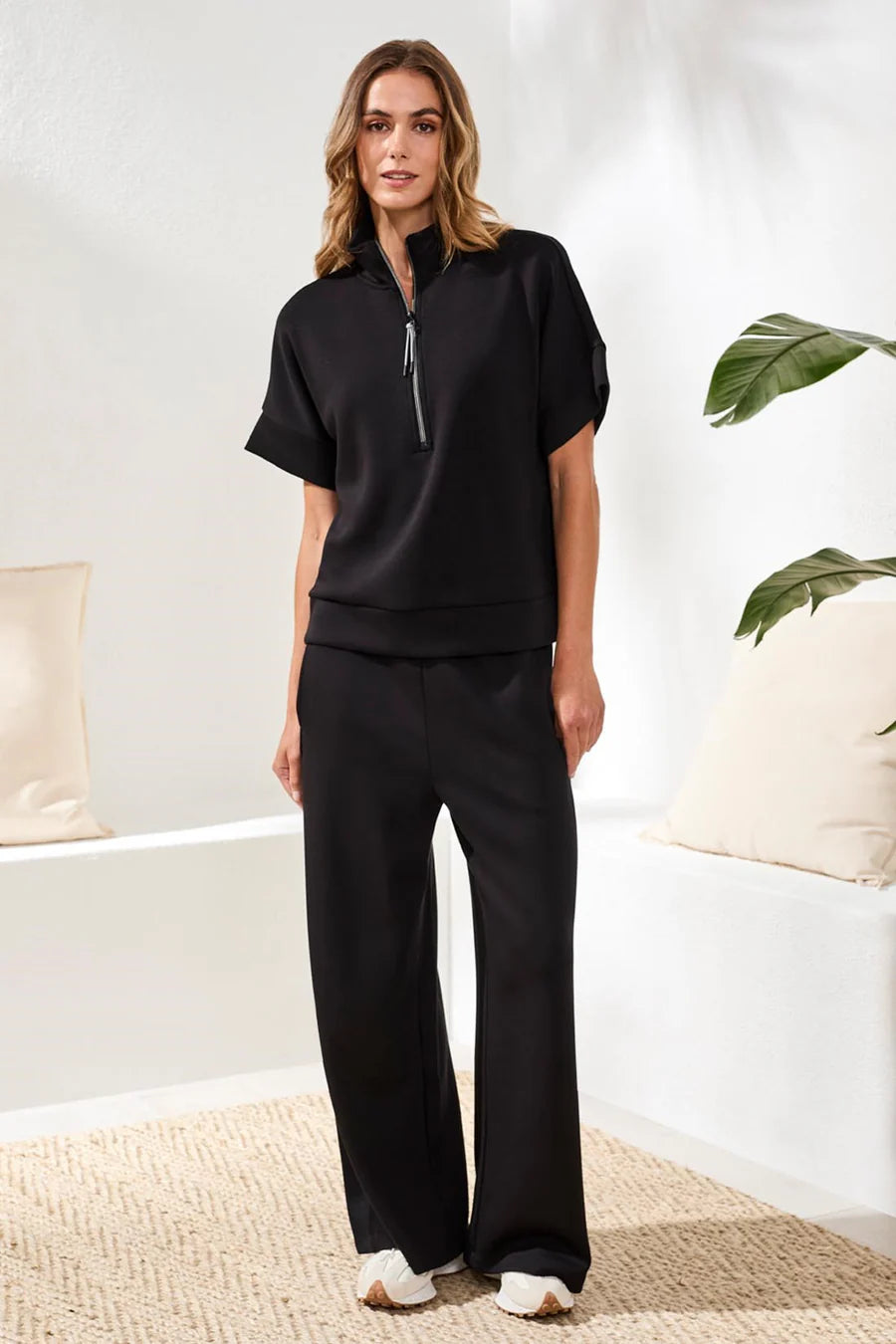 TRIBAL TECHNO LUX MOCK NECK ZIP TOP